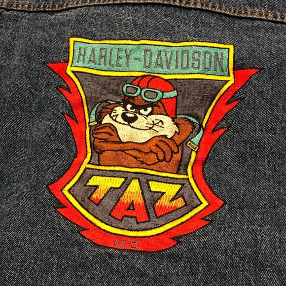ACME CLOTHING CO Vintage Harley-Davidson ‘TAZ’ Looney Tunes Denim Jean Jacket - Picture 4 of 13